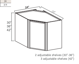Slim Dove White 24" Diagonal Corner Wall Cabinet