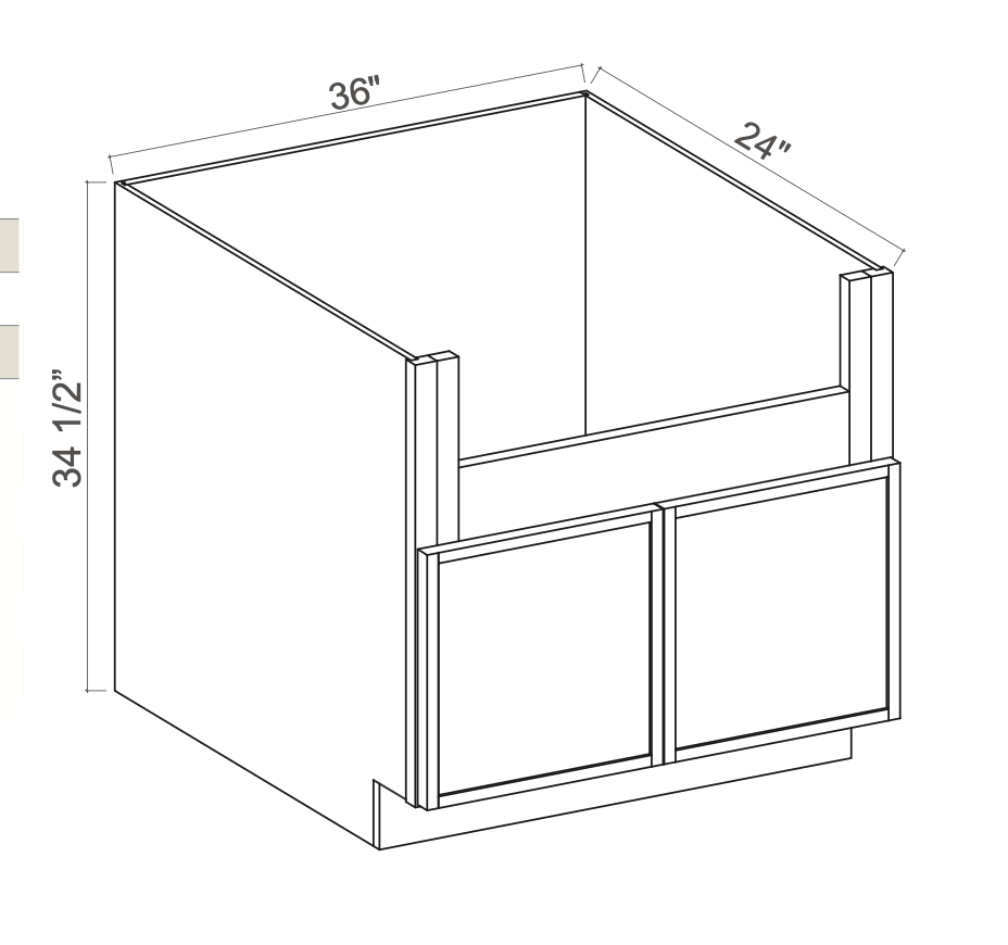 Slim Amber Oak 36" Sink Base Cabinet