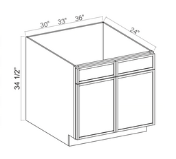 Slim Aston Green 36" Sink Base Cabinet