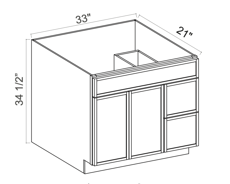 Slim Amber Oak 33" Vanity Combo