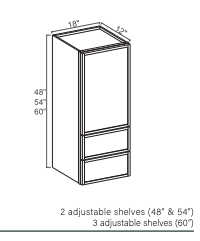 Slim Amber Oak 18" Drawer Wall Cabinet