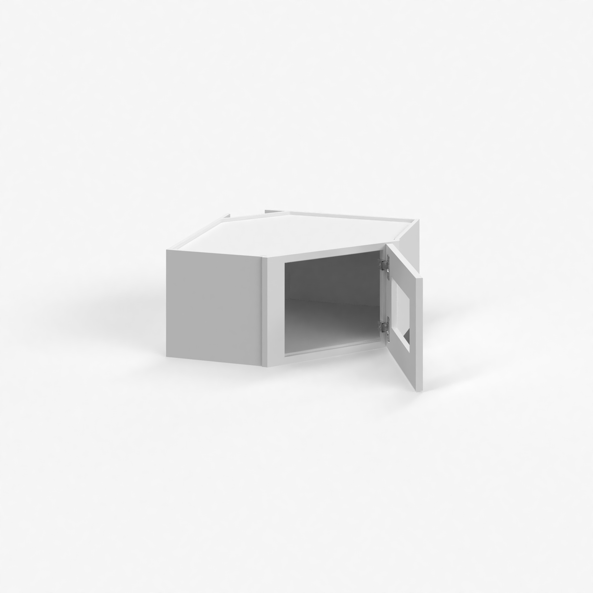 Shaker White 24" Glass Door Diagonal Corner Wall Cabinet