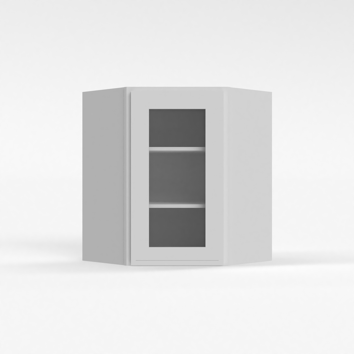Shaker White 24" Glass Door Diagonal Corner Wall Cabinet