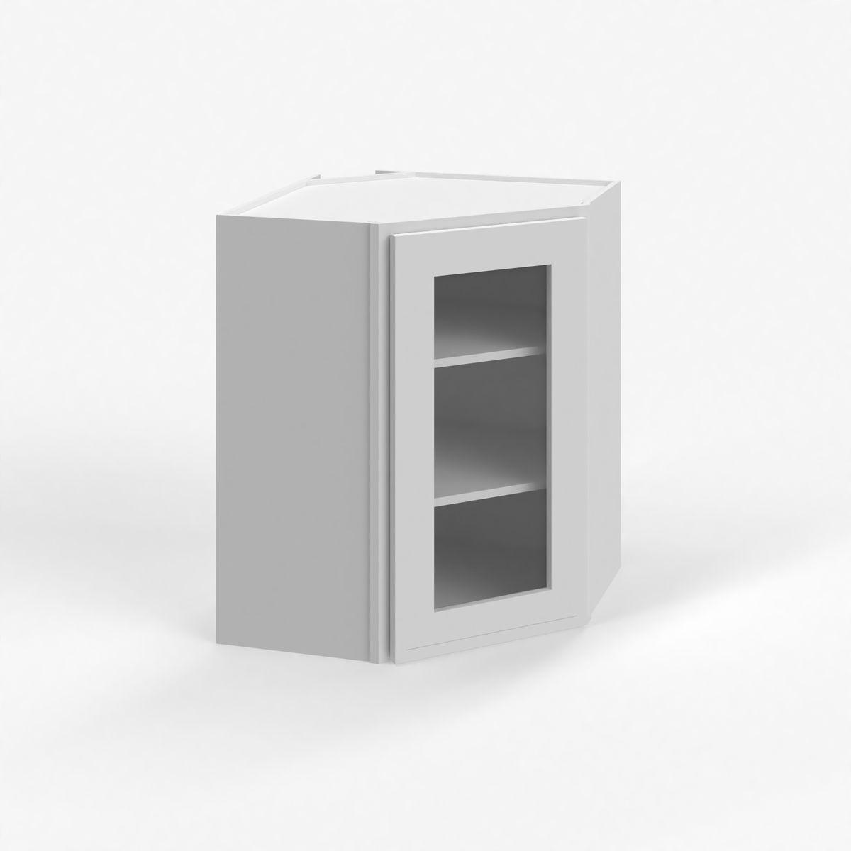 Shaker White 24" Glass Door Diagonal Corner Wall Cabinet