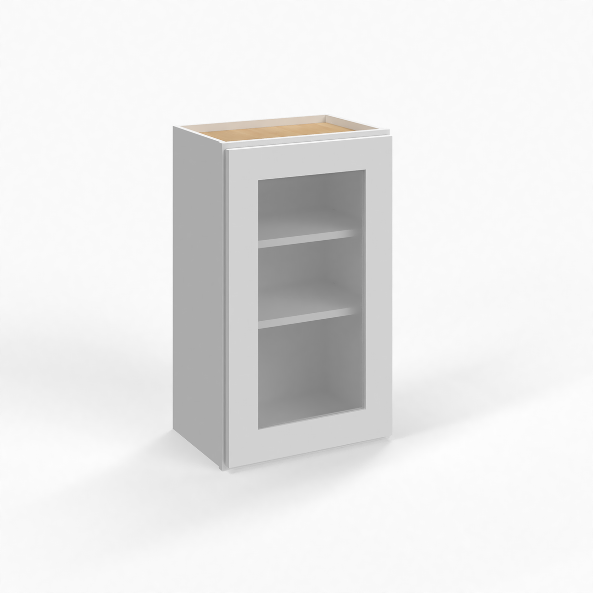 Shaker White 15" Glass Door Wall Cabinet