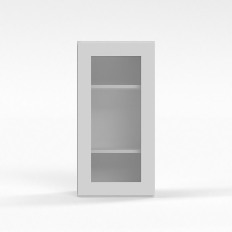 Shaker White 15" Glass Door Wall Cabinet