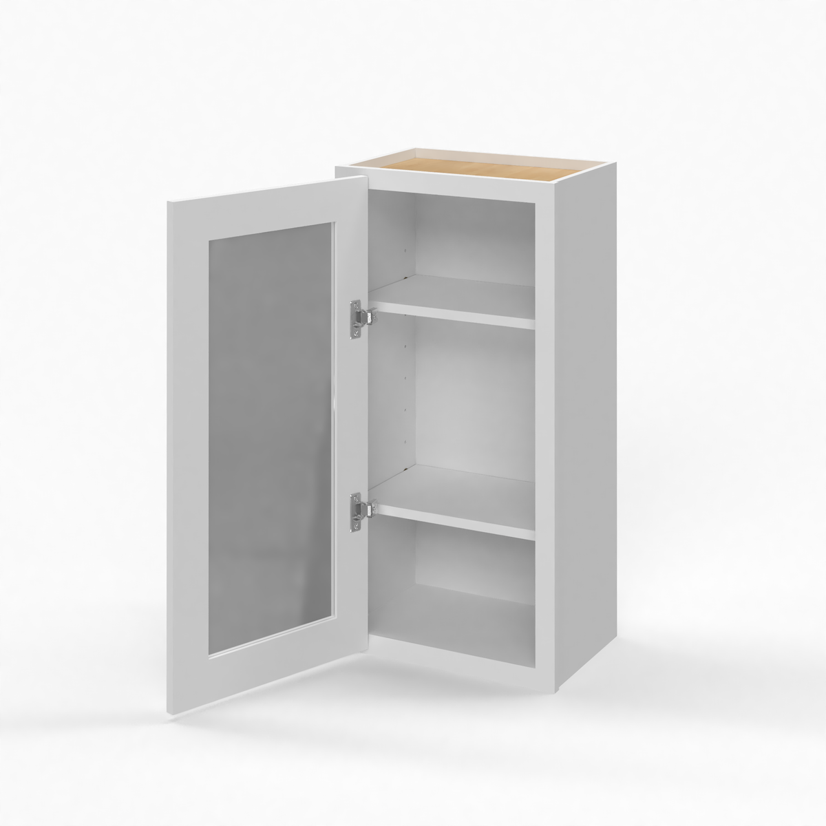 Shaker White 15" Glass Door Wall Cabinet
