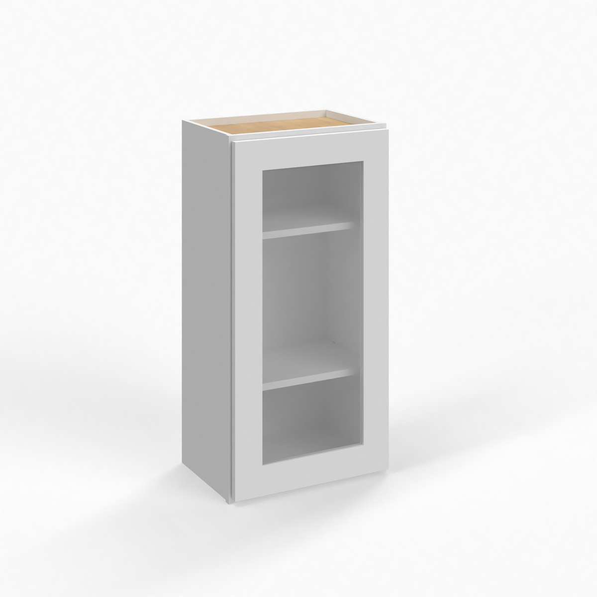 Shaker White 15" Glass Door Wall Cabinet