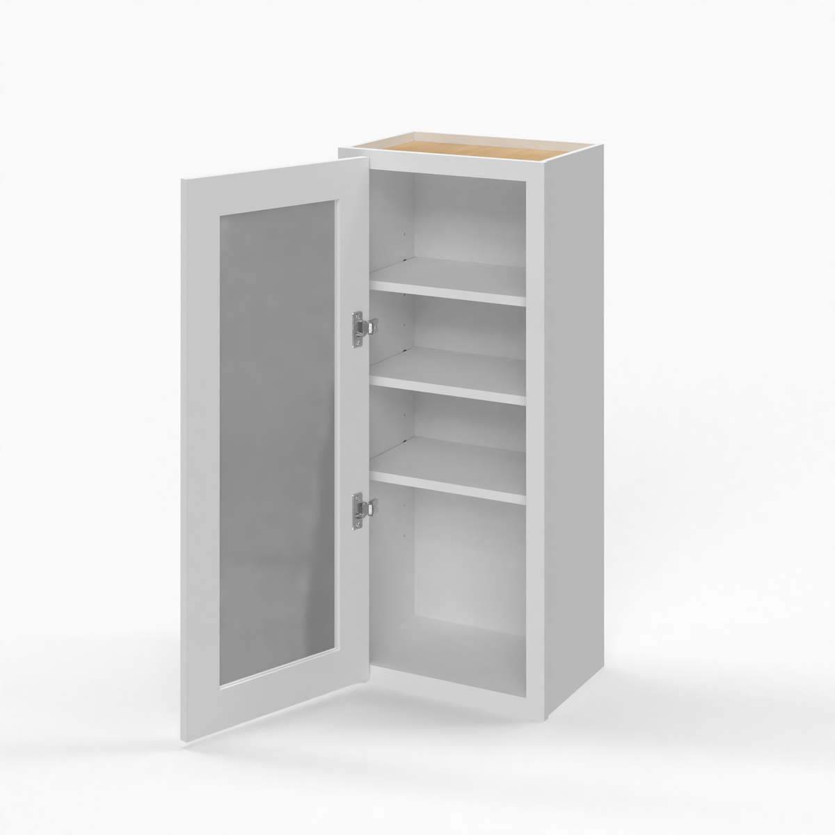 Shaker White 15" Glass Door Wall Cabinet