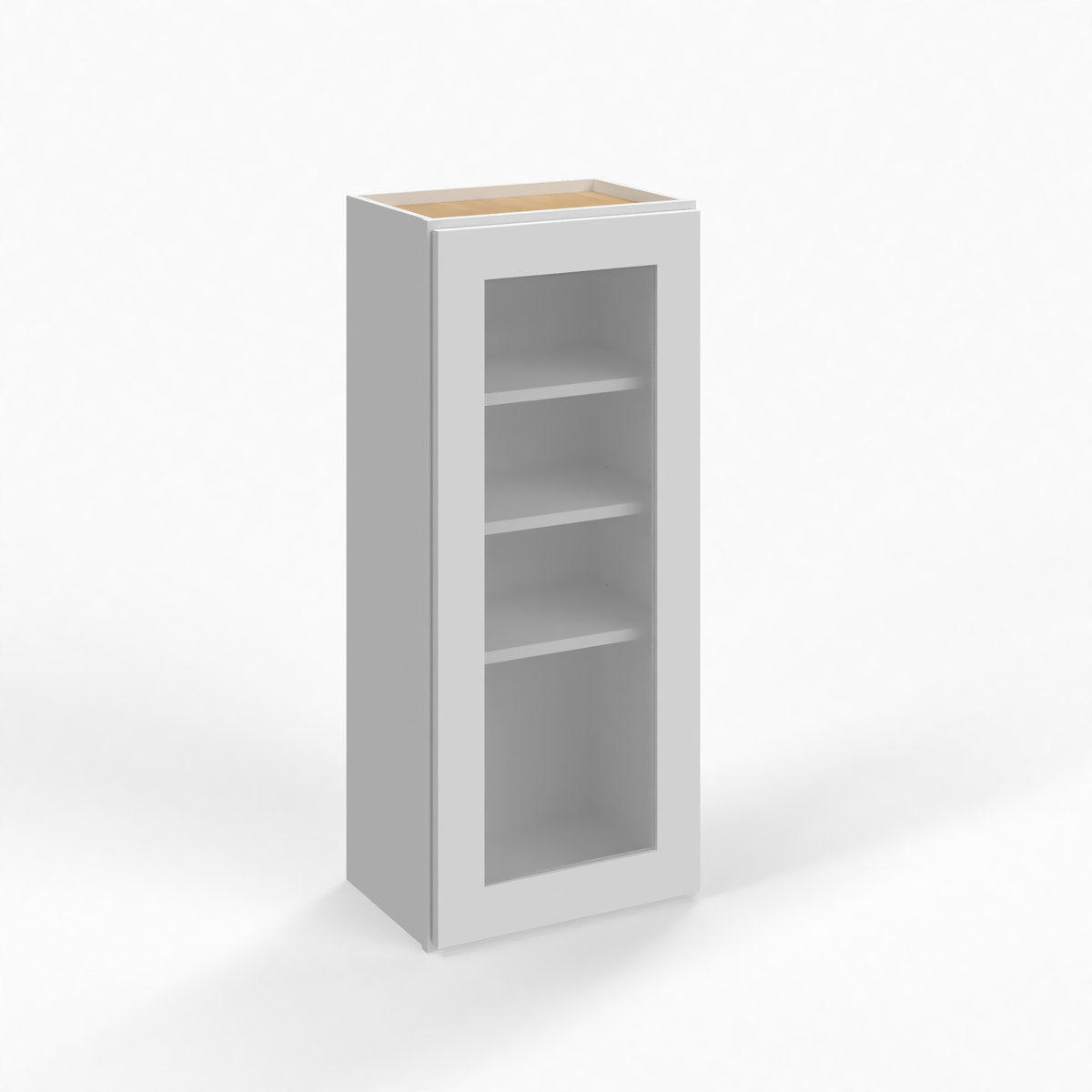 Shaker White 15" Glass Door Wall Cabinet