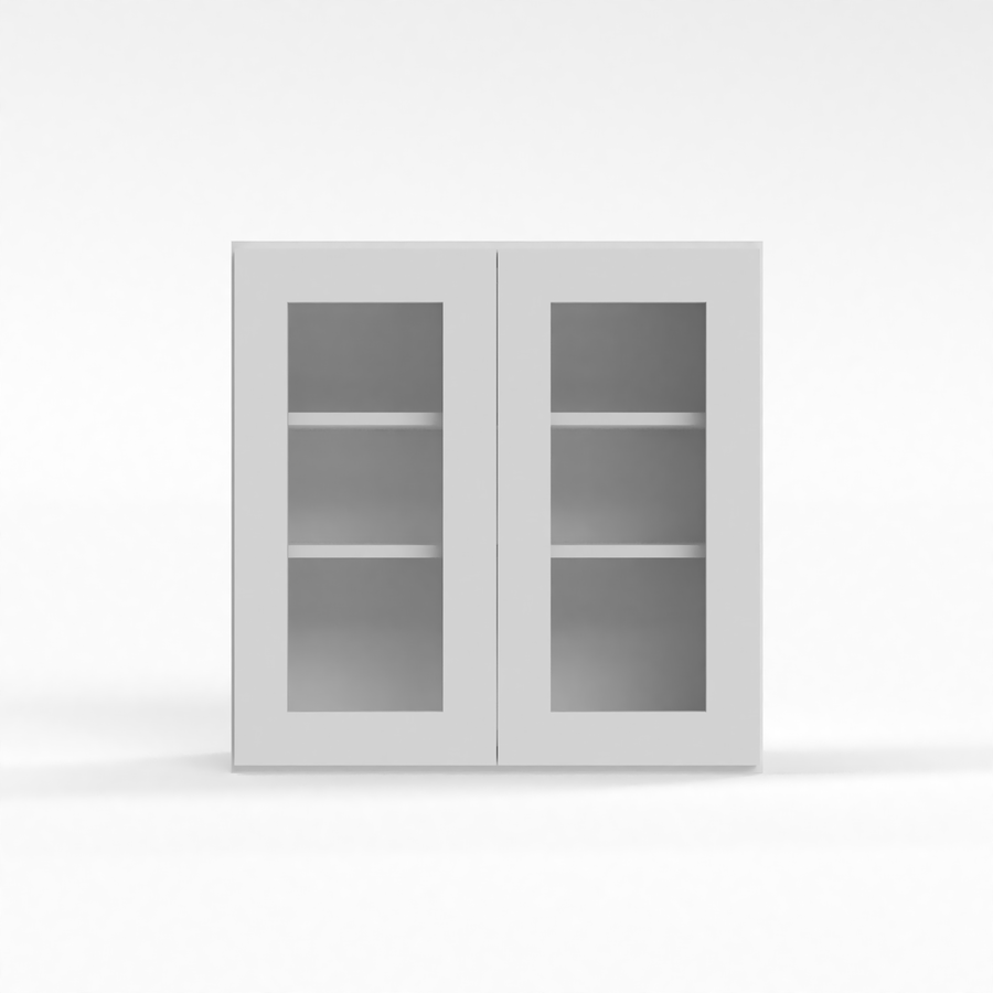 Shaker White 24" Glass Door Wall Cabinet