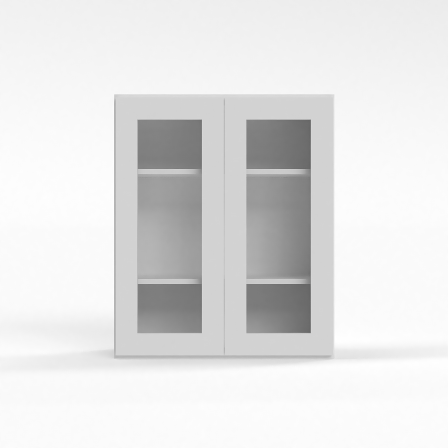 Shaker White 24" Glass Door Wall Cabinet