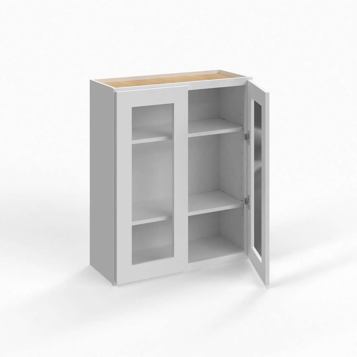 Shaker White 24" Glass Door Wall Cabinet