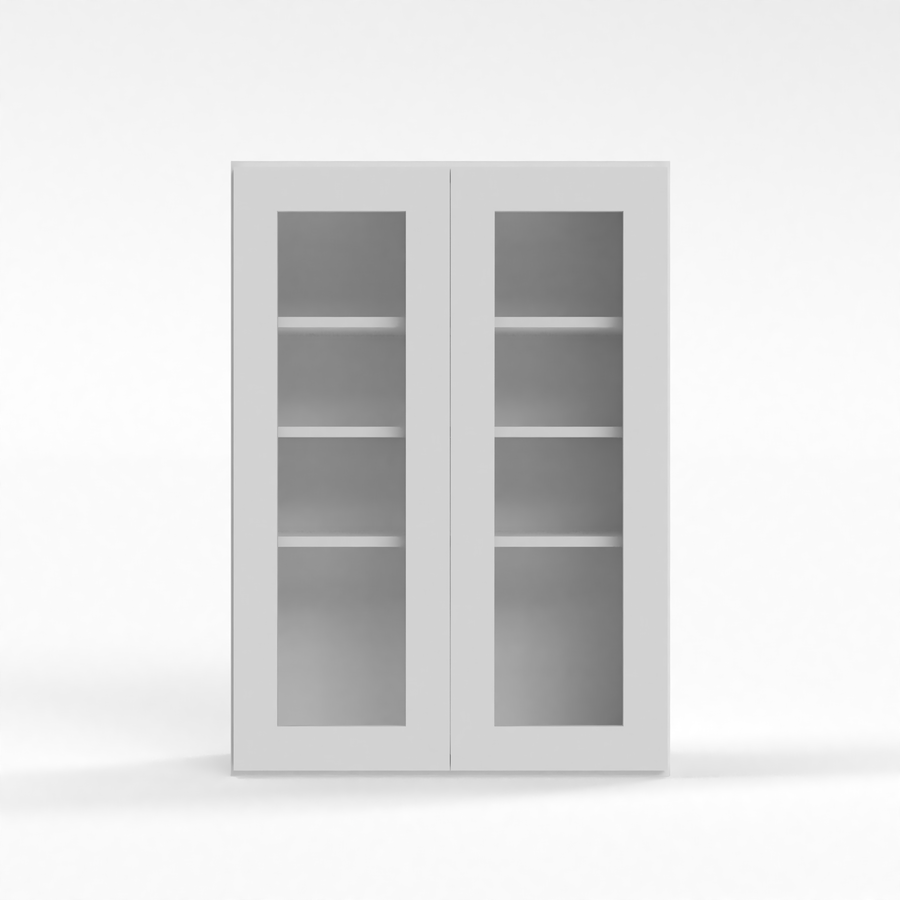 Shaker White 24" Glass Door Wall Cabinet