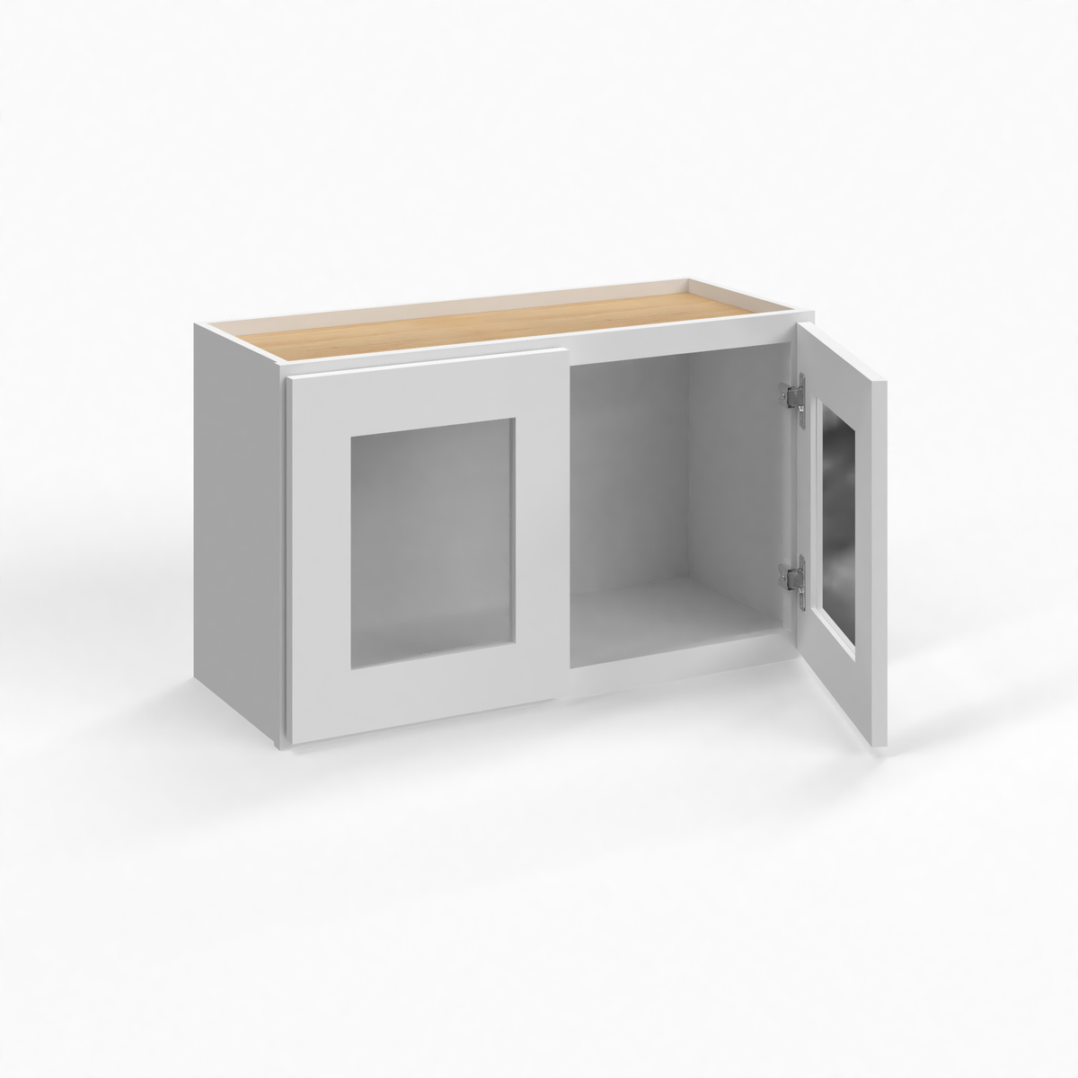 Shaker White 30" Glass Door Wall Cabinet